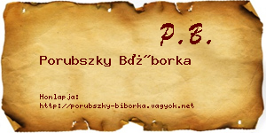 Porubszky Bíborka névjegykártya