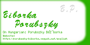 biborka porubszky business card